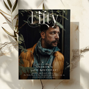 Elegant FIFTY Photo 50th Birthday Party Invitation