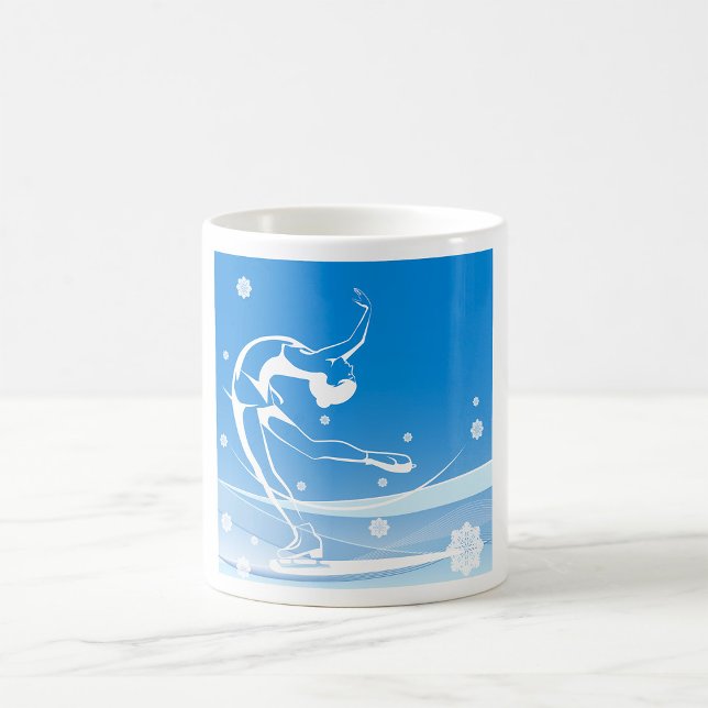 Elegant Figure Skater Silhouette Snowflakes Coffee Mug (Creator Uploaded)