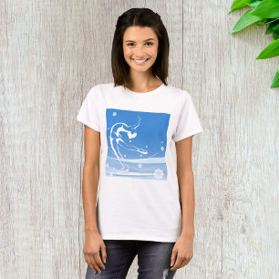 Elegant Figure Skater Silhouette Snowflakes T-Shirt