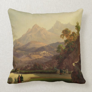 Elegant Figures Conversing on a Terrace, Sintra, P Cushion