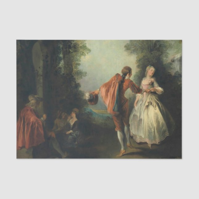 Elegant Figures Dancing by Nicolas Lancret Tissue Paper (Front)