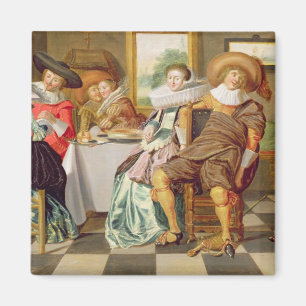 Elegant Figures Feasting at a Table Magnet