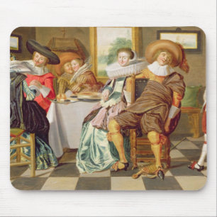 Elegant Figures Feasting at a Table Mouse Pad