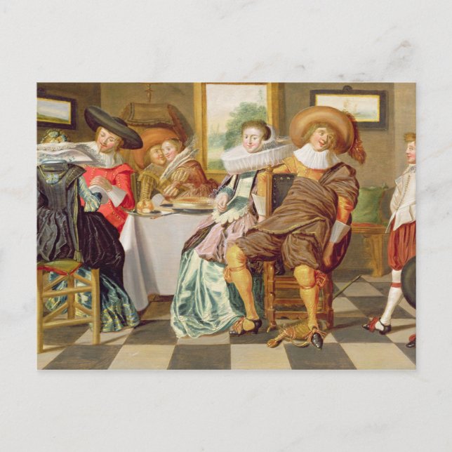 Elegant Figures Feasting at a Table Postcard (Front)