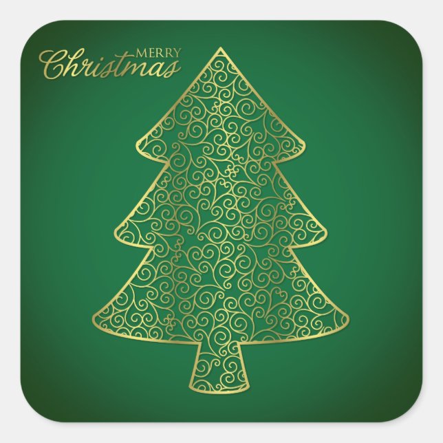 Elegant filigree Christmas tree Square Sticker (Front)