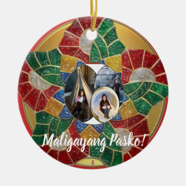 Elegant Filipino Parol Style, FilAm, Philippines Ceramic Ornament (Front)