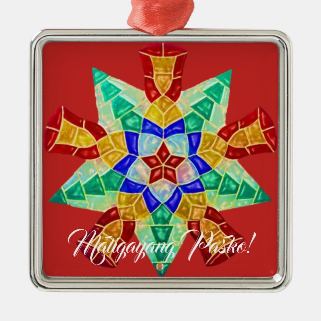 Elegant Filipino Parol Style, FilAm, Philippines Metal Ornament (Front)
