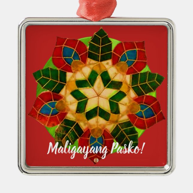 Elegant Filipino Parol Style, FilAm, Philippines Metal Ornament (Front)