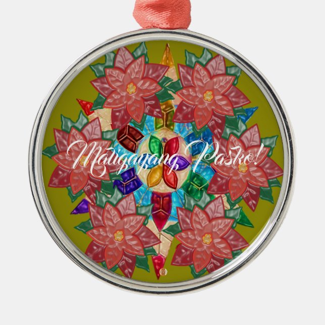 Elegant Filipino Parol Style, FilAm, Philippines Metal Ornament (Front)