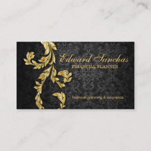 Elegant Financial Planner Gold Leaf Black Grey Business Card