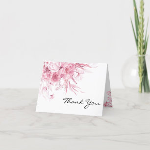 Elegant Fine Art Pink Floral Drop Thank You Card