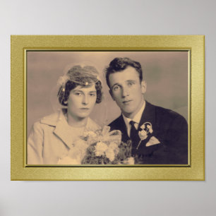 Elegant fine gold border frame custom photo poster