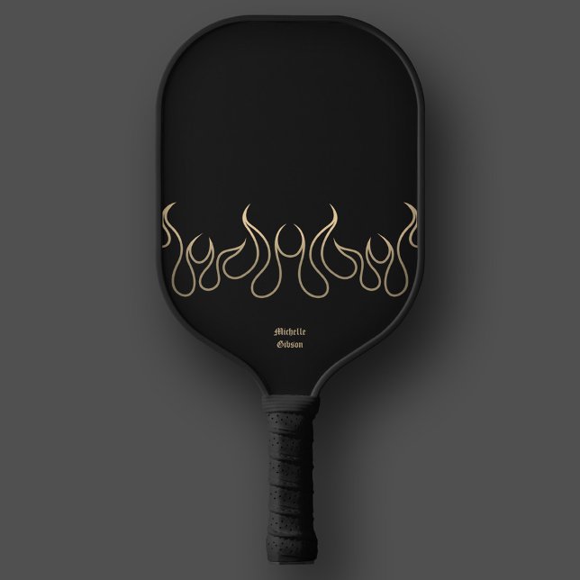 Elegant Fire Black Gold Flame Tribal  Pickleball Paddle (Elegant Fire Black Gold Flame Tribal Pickleball Paddle
)