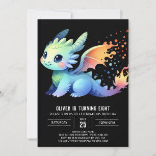 Elegant Fire Breathing Dragon Birthday Invitation