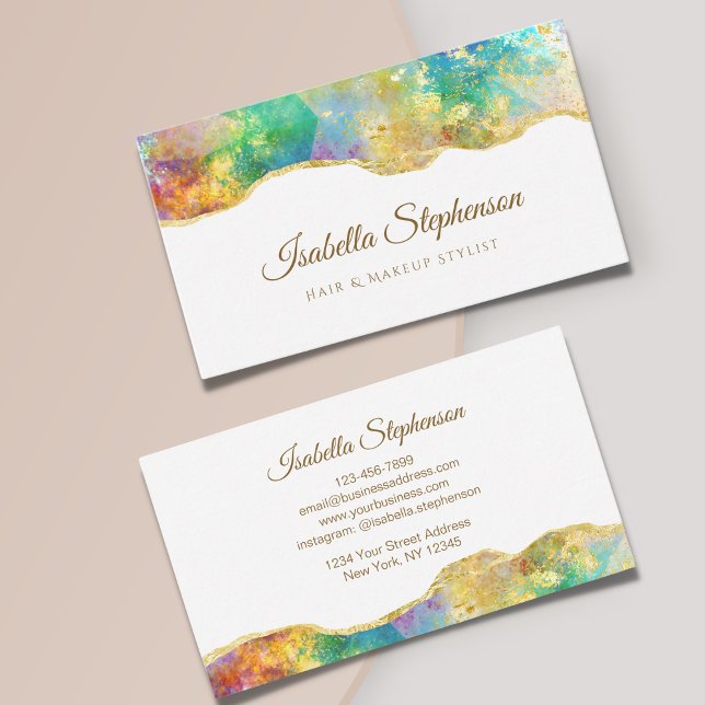 Elegant Fire Opal Rainbow Gemstone Modern Business Card (Creator Uploaded)