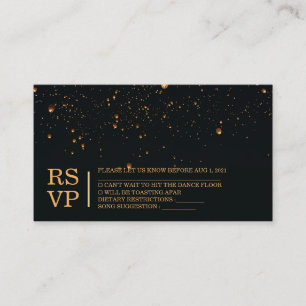 Elegant Fire Sky Lantern Wedding RSVP Card