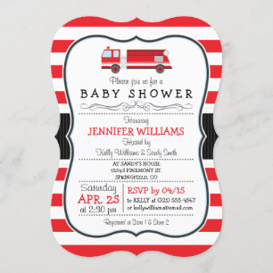 Elegant Fire Truck Baby Shower Invitation