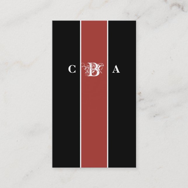 Elegant Fire Whirl Monogram Business Card (Front)