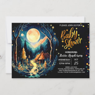 Elegant Fireflies Into the Woods Baby Shower Invitation