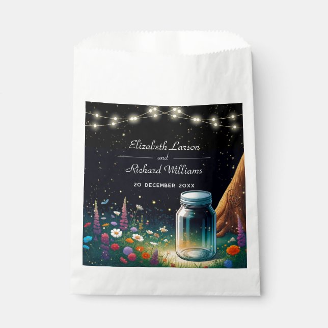Elegant Firefly Rustic Wedding Invitation Favour Bag (Front)