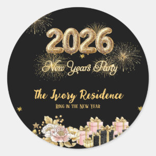 Elegant Fireworks New Year Classic Round Sticker
