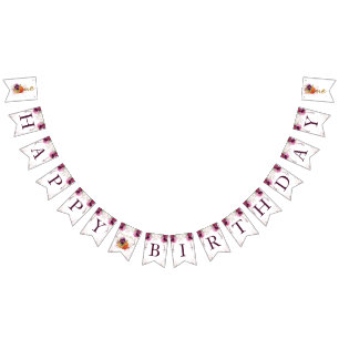 Elegant First Birthday Burgundy Autumn Bunting
