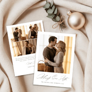 Elegant First Christmas 4 Photo Merrily Ever After Holiday Card