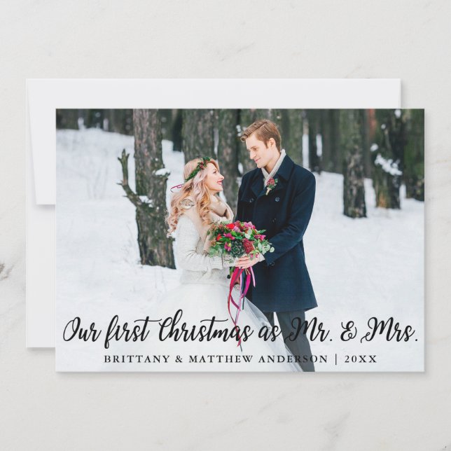Elegant First Christmas as Mr. and Mrs. Photo Card (Front)