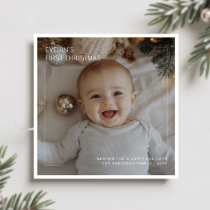 Elegant First Christmas Baby Photo Square Holiday Card