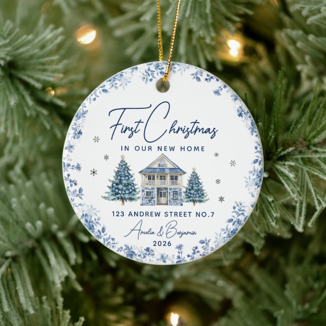  elegant first christmas new home blue ornament (Tree)