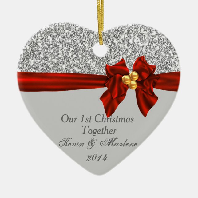 Elegant First Christmas Together Ornament Bling (Front)