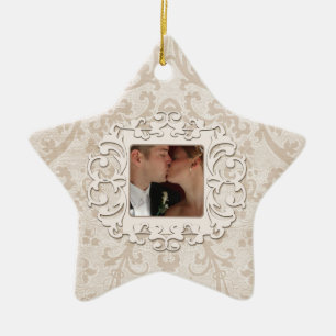 Elegant First Christmas Together Personalise Photo Ceramic Ornament