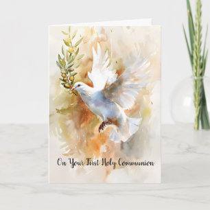 Elegant First Holy Communion Blessings Dove  Card