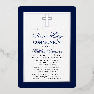 Elegant First Holy Communion Cross Silver Frame