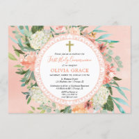 Elegant first holy communion floral watercolors