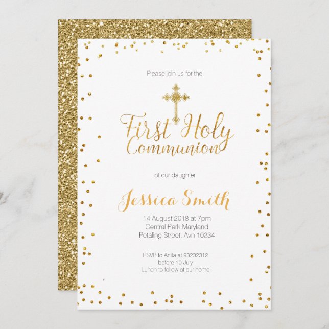 Elegant First Holy Communion invitation (Front/Back)