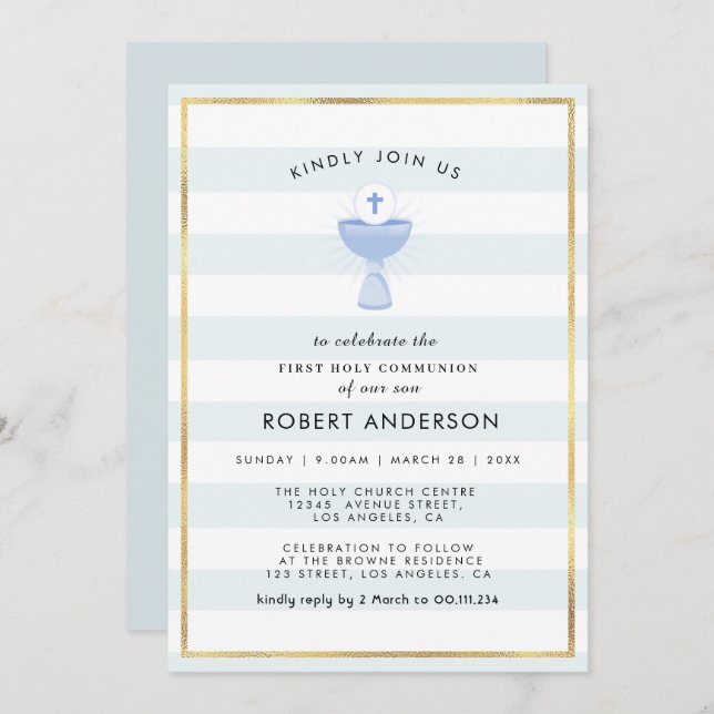 elegant first holy communion invitation (Front/Back)