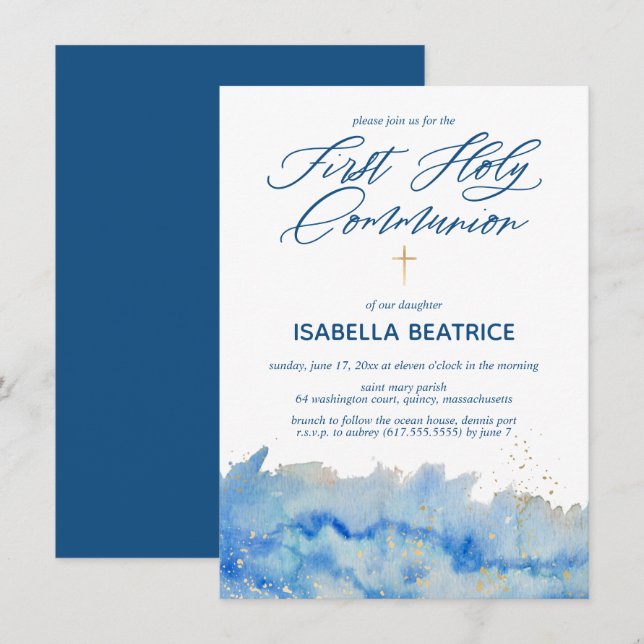 Elegant First Holy Communion Invite (Front/Back)