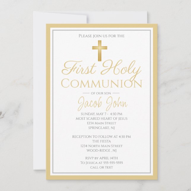 Elegant First Holy Communion Invites for Boys (Front)