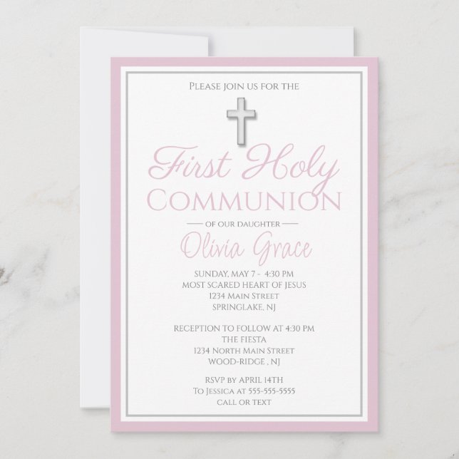 Elegant First Holy Communion Invites for Girls (Front)