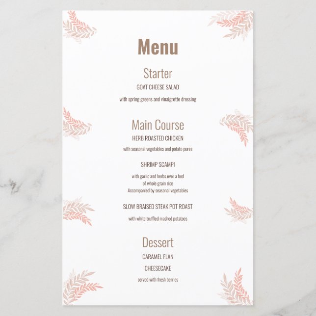 Elegant First Holy Communion Menu (Back)