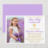 Elegant First Holy Communion Photo Violet Gold