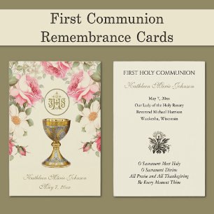 Elegant First Holy Communion Remembrance Card