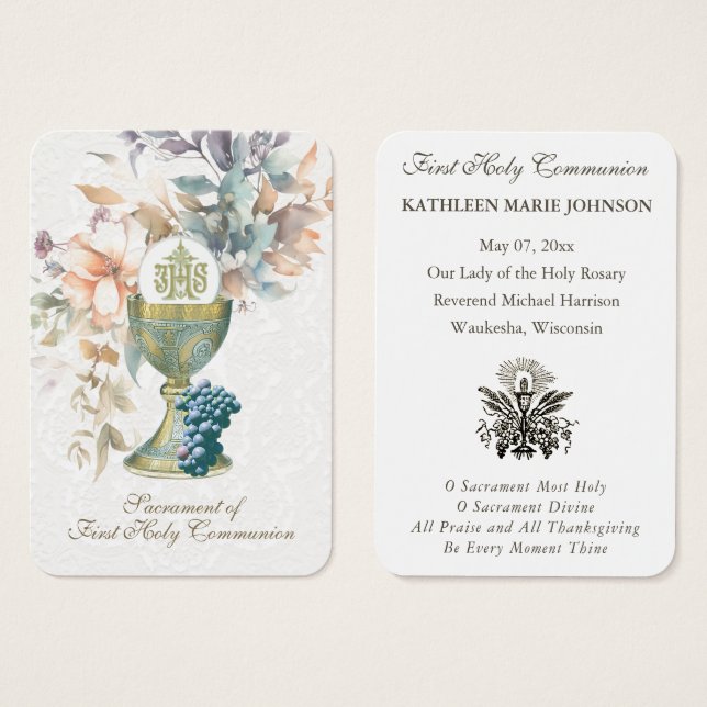 Elegant First Holy Communion Remembrance Holy  (Front & Back)