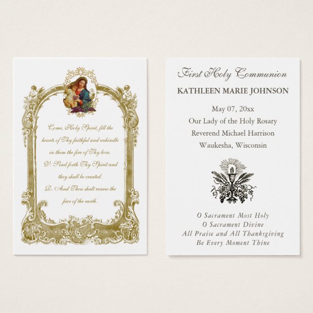 Elegant First Holy Communion Remembrance Holy  (Front & Back)