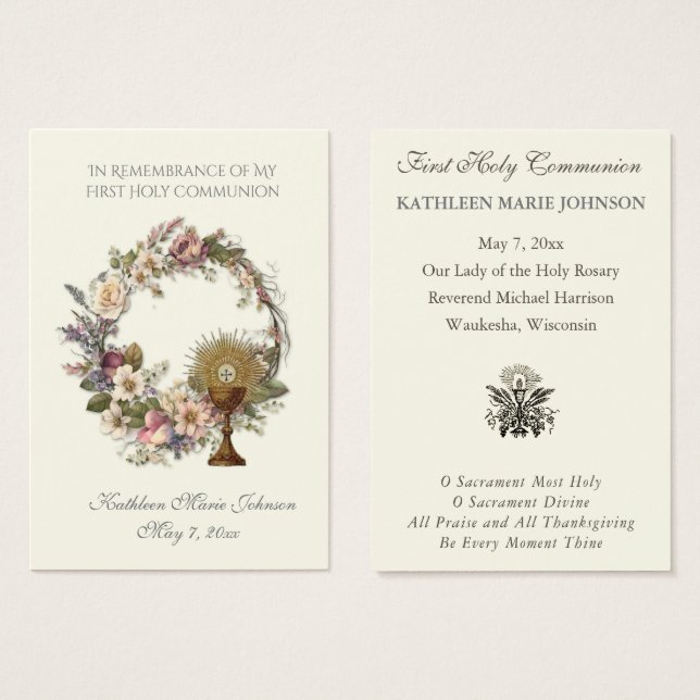 Elegant First Holy Communion Remembrance Holy  (Front & Back)