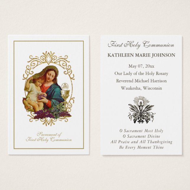 Elegant First Holy Communion Remembrance Holy  (Front & Back)