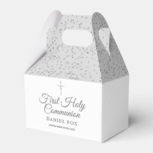 Elegant First Holy Communion Sliver Stardust Favour Box