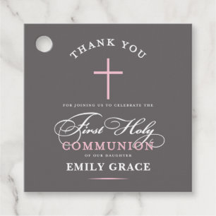 Elegant First Holy Communion Thank You Favour Pink Favour Tags