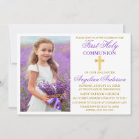 Elegant First Holy Communion Violet Gold Photo